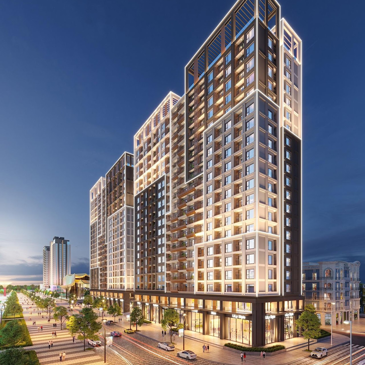 The Pathway building exterior night view